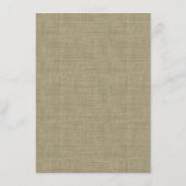 Rustikale Hochzeitsunterkünfte in Burlap und Bow Begleitkarte (Rückseite)