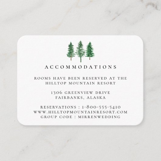 Rustikale Hochzeitswohnungen im Wasserfarbenwald Begleitkarte (Vorderseite)