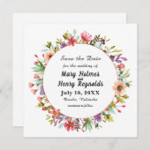 Rustikale Hochzeitungs-Wasserfarben-Wildblumen Save The Date (Vorne/Hinten)