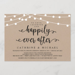 Rustikale Hofsaite Lichter, Kraft Hochzeit Elopeme Einladung