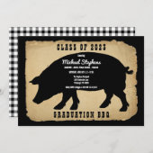 Rustikale Hog Graduation Party - GRILLEN im Hinter Einladung (Vorne/Hinten)