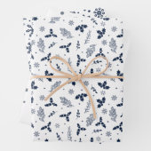 Rustikale Holberries Schnee und Schneeflocken Geschenkpapier Set (Beispiel)