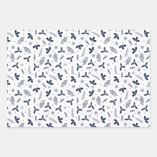 Rustikale Holberries Schnee und Schneeflocken Geschenkpapier Set (Vorderseite)