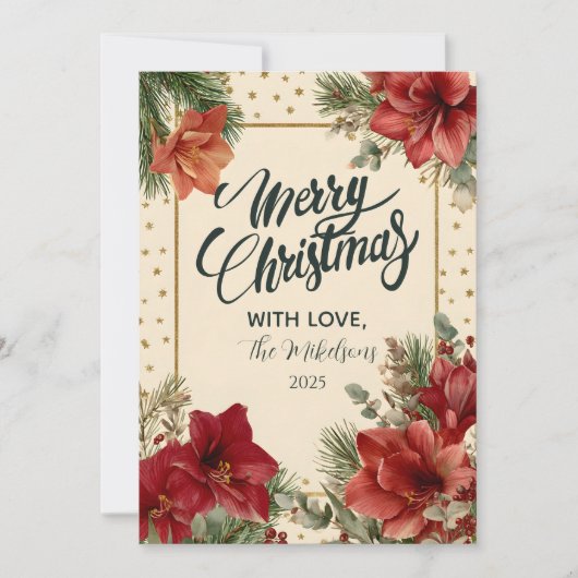 Rustikale Holiday Greenery Frohe Weihnachten (Vorderseite)