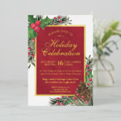 Rustikale Holly & Pine Elegante Festlichkeit Folieneinladung (Stehend vorne)