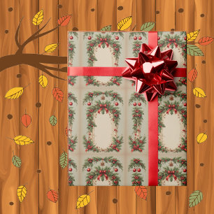 Rustikale Holly-Rote-Beeren-Christmas-Grünpflanzen Geschenkpapier