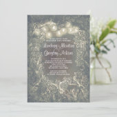 Rustikale Holodland String Lights Engagement Party Einladung (Stehend Vorderseite)