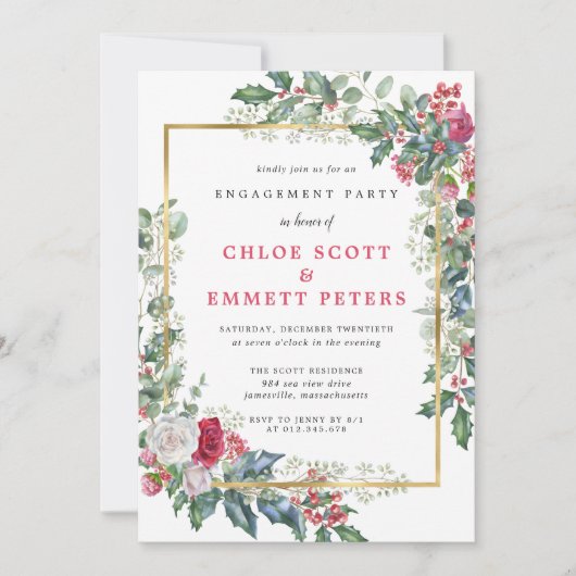 Rustikale Holys Winter Engagement Party Einladung (Vorderseite)