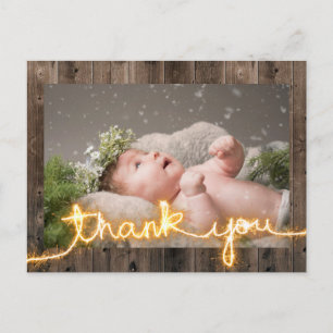 Rustikale Holz-Baby-Shower-Foto-Dankeschön Postkarte