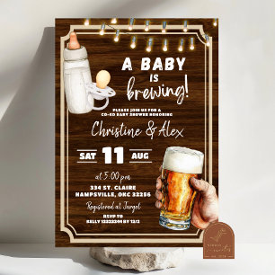 Rustikale Holz Baby Shower für Mädchen und Jungen Einladung
