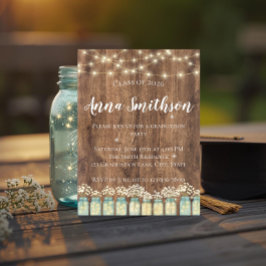 Rustikale Holz-Babys Atem-Mason-Glas-Abschlussfeie Einladung