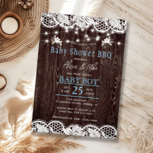 Rustikale Holz-BBQ-Party zur Babyparty für einen J Einladung