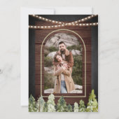 Rustikale Holz-Bergwald-Foto-Hochzeit Save The Date (Rückseite)