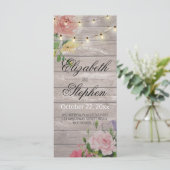 Rustikale Holz-Blumen-Lichterkette Hochzeitsprogra Programm (Stehend Vorderseite)
