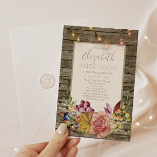 Rustikale Holz-Blumen-Mason-Glas-BRIDAL-SHOWER Einladung