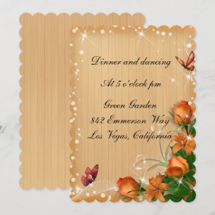 Rustikale Holz-Blumen-Schmetterling-Hochzeitsempfa Einladung