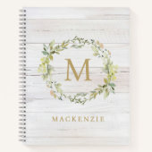 Rustikale Holz-Blumen-Wasserfarbe-Monogramm Notizblock (Vorderseite)