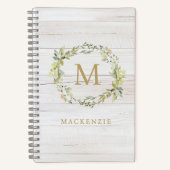 Rustikale Holz-Blumen-Wasserfarbe-Monogramm Notizblock (Vorderseite)