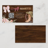 Rustikale Holz-Blumengeschenkregistrierung Begleitkarte (Vorne/Hinten)