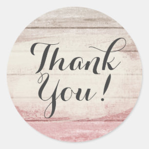 Rustikale Holz-Blush-Rosa-Ombre-Shabby-Dankeschön Runder Aufkleber