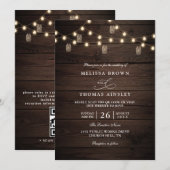 Rustikale Holz-Boho-Moderne-Herbst-QR-Code-Hochzei Einladung (Vorne/Hinten)
