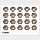 Rustikale Holz-Boho-Monogramm-Rücksendeadresse Runder Aufkleber (Blatt)
