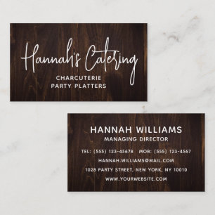 Rustikale Holz-Catering-Schrift Visitenkarte