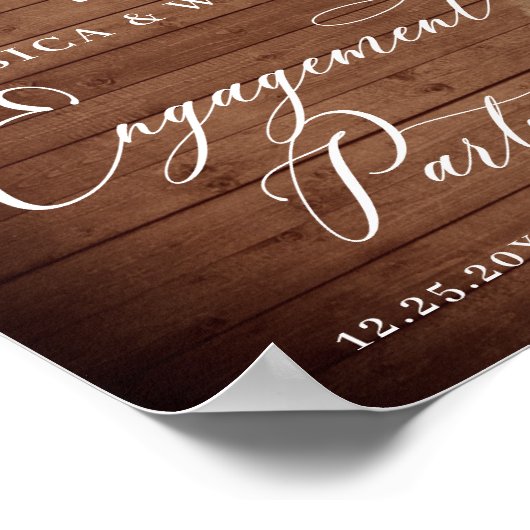 Rustikale Holz-Engagement-Partei für Weiße Rosen L Poster (Ecke)