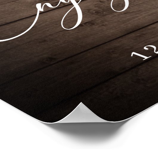 Rustikale Holz-Engagement-Partei für Weiße Rosen L Poster (Ecke)