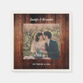 Rustikale Holz-Foto-Landhochzeit Serviette (Vorderseite)