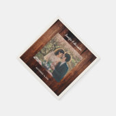 Rustikale Holz-Foto-Landhochzeit Serviette (Ecke)