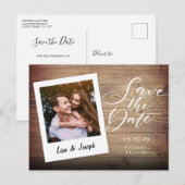 Rustikale Holz-Foto-Schrift Save-the-Date-Karte Postkarte (Vorne/Hinten)