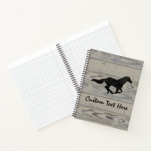 Rustikale Holz-Galloping Pferde-Silhouette Notizbuch