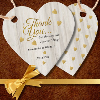 Rustikale Holz Gold Dankeschön Herz Hochzeit Geschenkanhänger