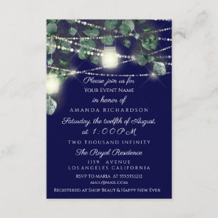 Rustikale Holz-Gold-Navy-Gläser-Lichter für Jungge Einladung