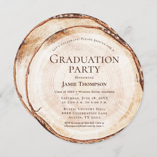 Rustikale Holz-Graduierungspartei Einzigartig Einladung (Vorne/Hinten)