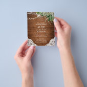 Rustikale Holz-Grün-QR-Code-Hochzeit Günstig Flyer (Gruppe)