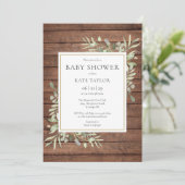 Rustikale Holz-Grünzeug-Babyparty / Sprinkle Einladung (Stehend Vorderseite)