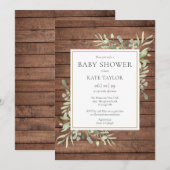 Rustikale Holz-Grünzeug-Babyparty / Sprinkle Einladung (Vorne/Hinten)