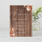 Rustikale Holz-Herbst-Blumen-QR-Code-Hochzeit Einladung (Stehend Vorderseite)