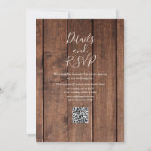 Rustikale Holz-Herbst-Blumen-QR-Code-Hochzeit Einladung (Rückseite)