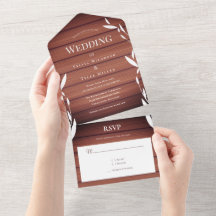 Rustikale Holz-Hochzeit Alles-in-einem-Einladung