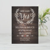 Rustikale Holz Hochzeit Einladung Save the Date Ka (Stehend Vorderseite)