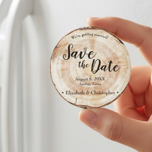 Rustikale Holz Hochzeit Merken Sie das Datum Perso Magnet