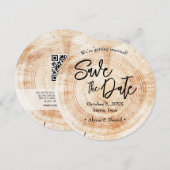Rustikale Holz-Hochzeit Save-the-Date-QR-Code Einladung (Vorne/Hinten)
