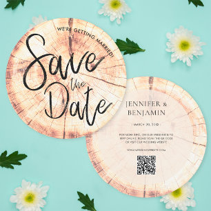 Rustikale Holz-Hochzeits-Einladung zum Speichern d Save The Date