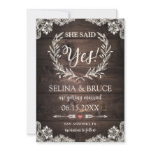 Rustikale Holz Hochzeitseinladungskarte mit Spitze
