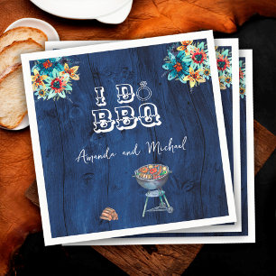 Rustikale Holz-Hochzeitsprobe im Garten I Do BBQ Serviette