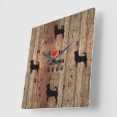 Rustikale Holz-Imitate Chihuahua Wall Clock Quadratische Wanduhr (Winkel)