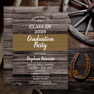 Rustikale Holz-Jute Abschlussparty ohne Fotos Einladung